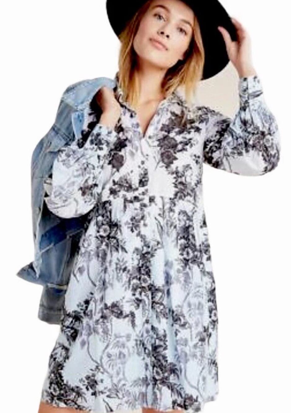 Anthropologie LAVINIA Sz 6 Ombre Blue Black Buttondown Shirt Dress $168